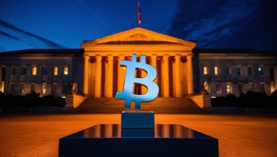 Биткойн и правителствена сграда.
