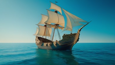 Кораб в открито море.