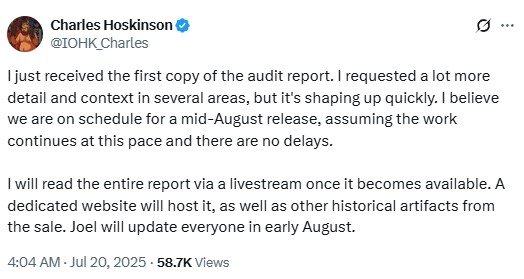 Публикация на Хоскинсън относно доклада.