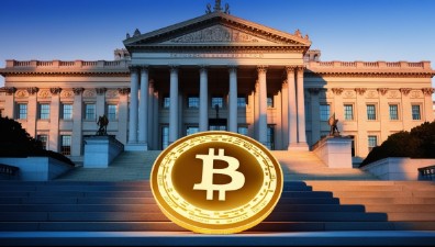 Биткойн и правителствена сграда.